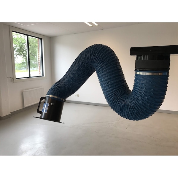 Lev-Co 7' extractor arm c/w 8"diameter hose, flanged capture hood and wall bracket EX-ARM-200-2000 - main